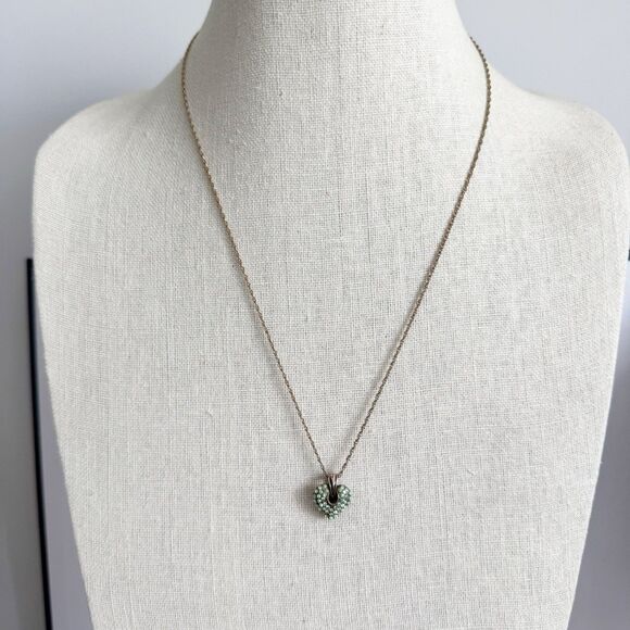 Vintage Gold Filled Pave Aurora Borealis Rhinestone Puffy Heart Pendant Necklace - Picture 12 of 12